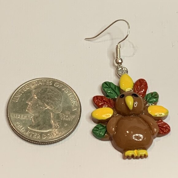 Turkey Earring, Fall Earring, Thanksgiving Earring, Holiday Earring, Gift Idea - Picture 2 of 9